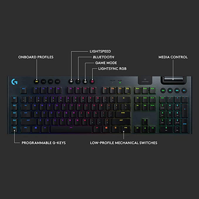 Teclado para jogos sem fio KLIM Chroma RGB - Novo 2023 - Bateria